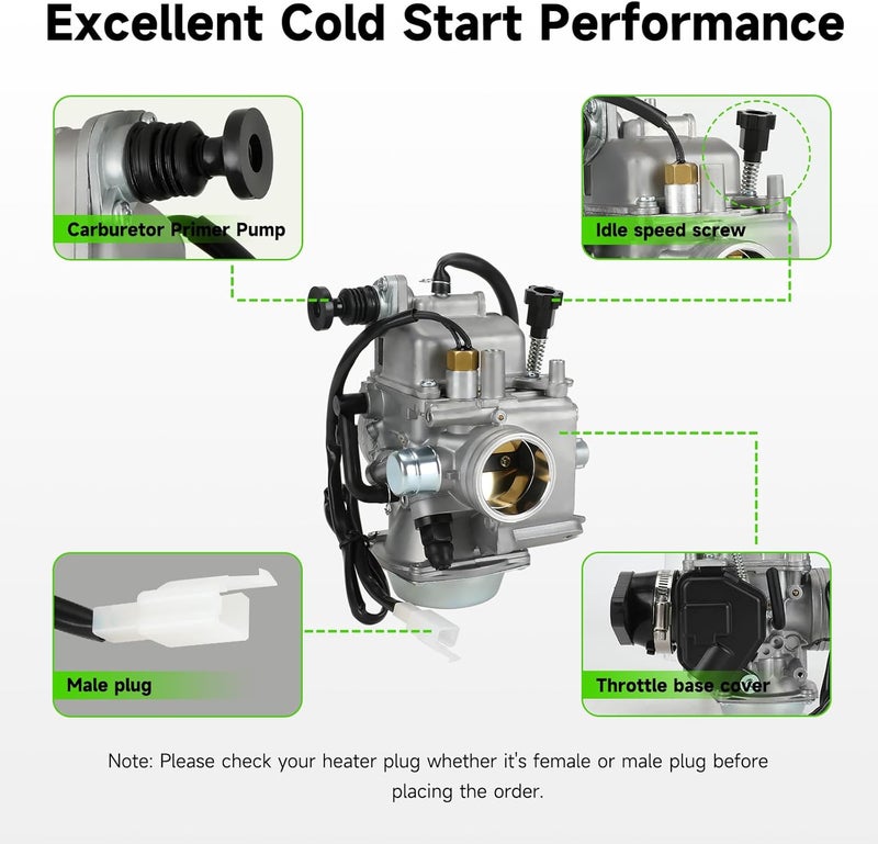 XIKOBY TRX350 Carburetor Kit Compatible with Rancher 350 2000-2006 TRX350TM TRX350TE TRX350ES TRX350FE Fourtrax 300 TRX300 Foreman ATV 4 Wheeler Replacement Parts with Oil Air Filter (Male Plug) - Image 5